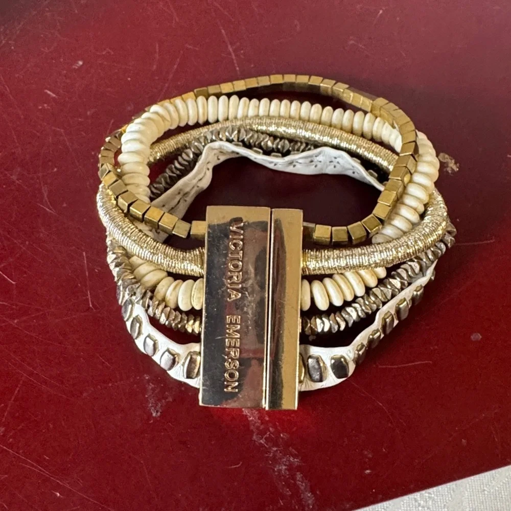 Victoria Emerson Alicante Magnetic Cuff Strand Beaded Bracelet
